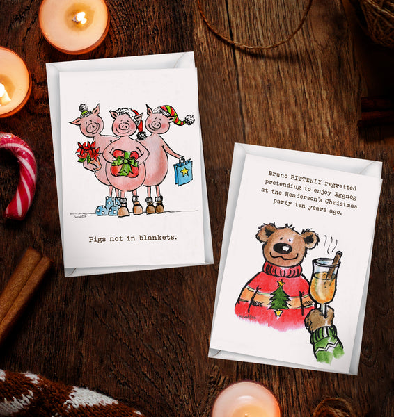 Christmas Card Pack (Pigs and Bear)