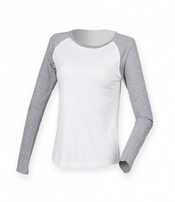 Ladies Long Sleeve Baseball T-Shirt (garment & printing / SK271SF )