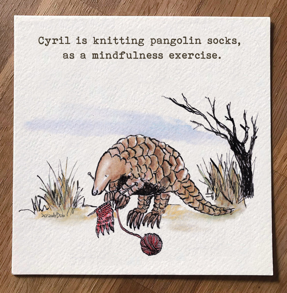 Cyril the Knitting Pangolin Limited Edition Print