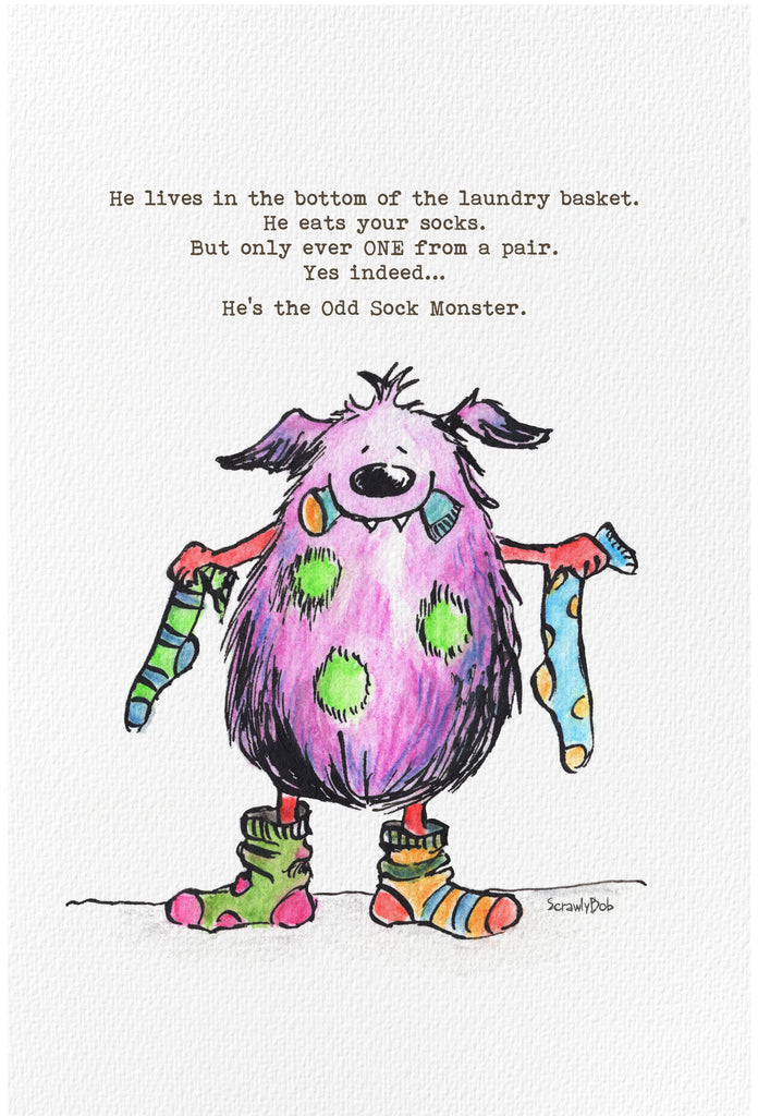 'The Odd Sock Monster' Giclee Print