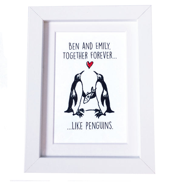 Personalised Framed Penguin Print