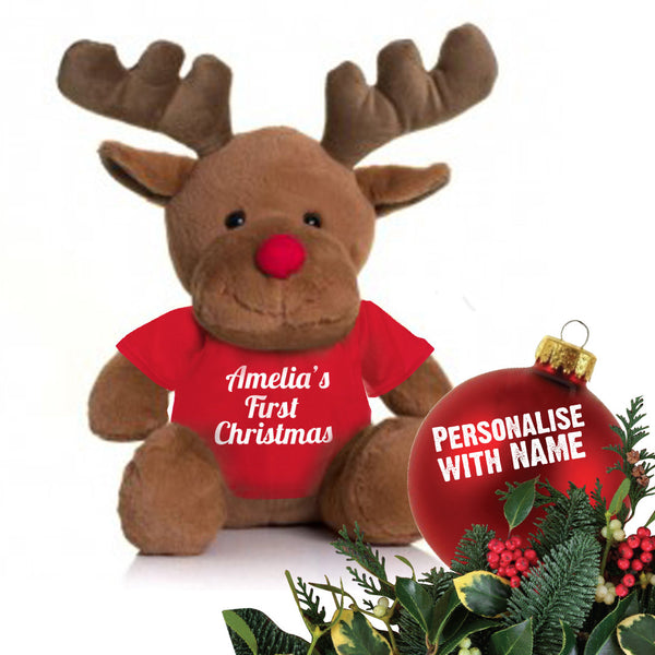 1st Christmas Cuddly Rudolph (personalised)