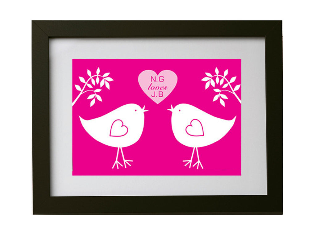 Personalised Lovebird Framed Print