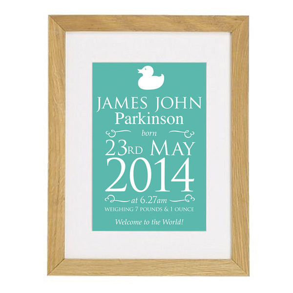 Personalised Birth Announcement Framed Print
